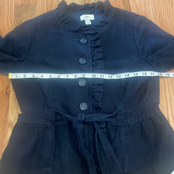 Ann Taylor loft crop blazer  with buttons and attached belt size 10 linen - Picture 5 of 5